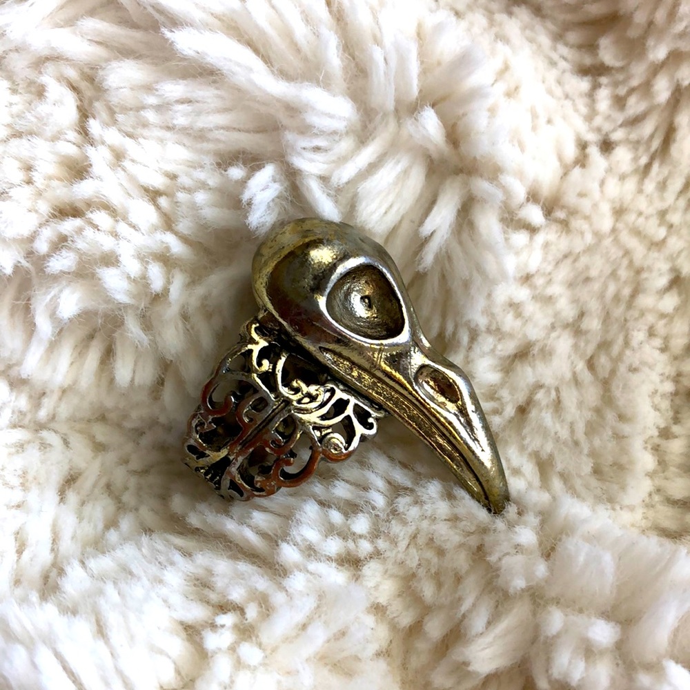Brass Bird Skull Ring